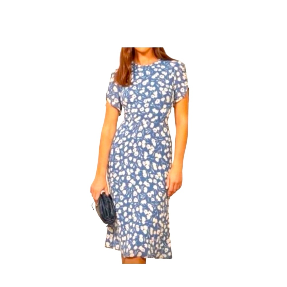 Reformation Light blue white flower dress size 8